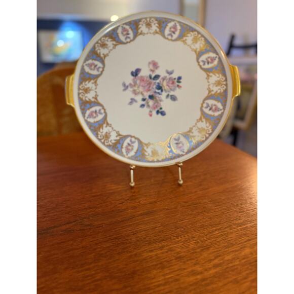 Porcelain AK Kaiser 12.5” Cake Plate with Rose Motif - Picture 6 of 12